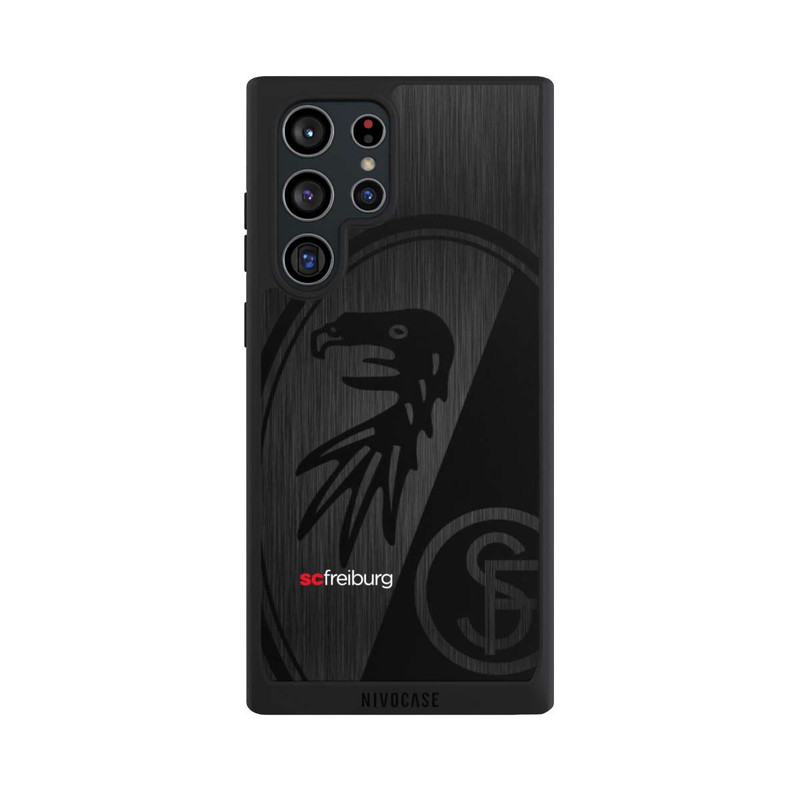 Galaxy S22 Ultra NIVOpure  Kratzen Metall Hintergrund mit dem Schriftzug  Vertikal SC Freiburg