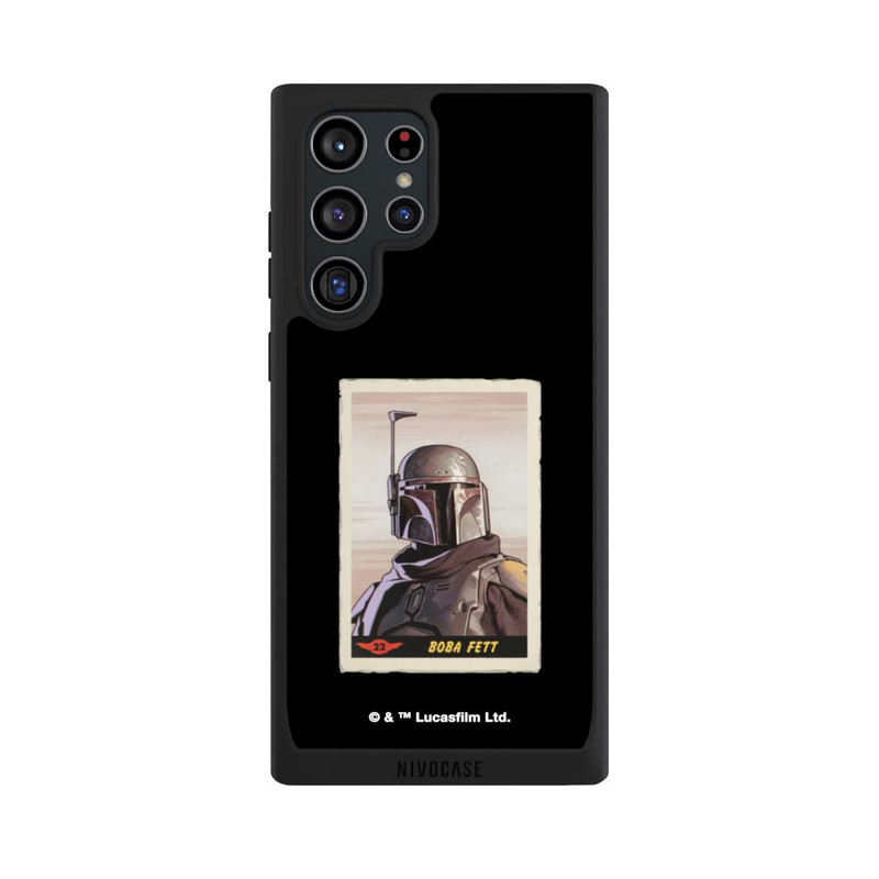 Galaxy S22 Ultra NIVOpure Boba Fett Badges Schwarzer Hintergrund