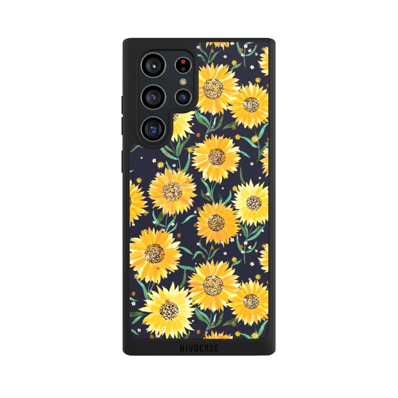 Galaxy S22 Ultra NIVOpure Fleurs de Tournesol sur Fond Noir