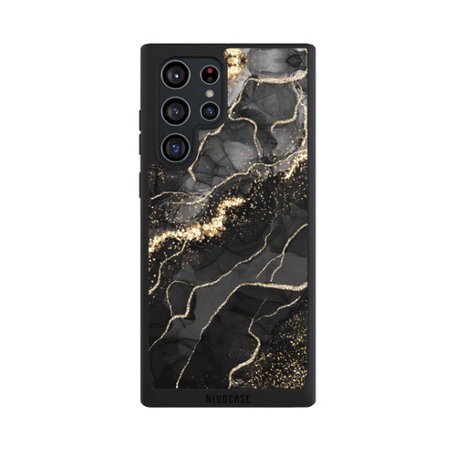 Samsung Galaxy S22 Ultra NIVOpure Look Spirales de Marbre Sombre &amp; Or