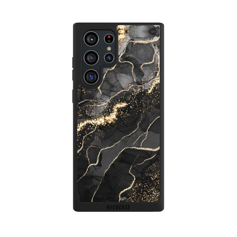 Galaxy S22 Ultra NIVOpure Dark Marble Swirls Gold Look