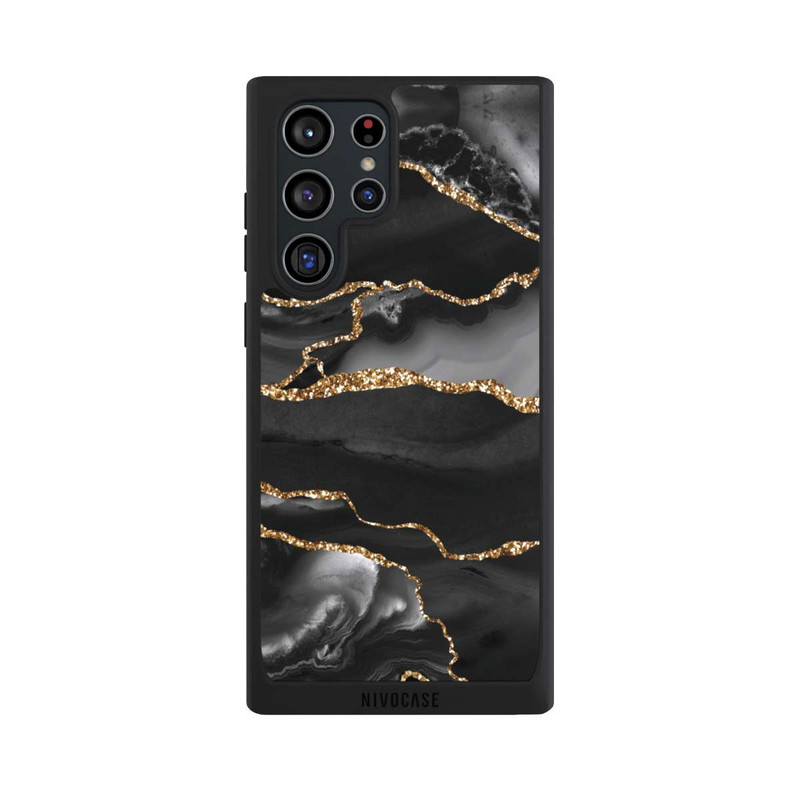 Galaxy S22 Ultra NIVOpure Dunkle Marmorstreifen im Goldlook