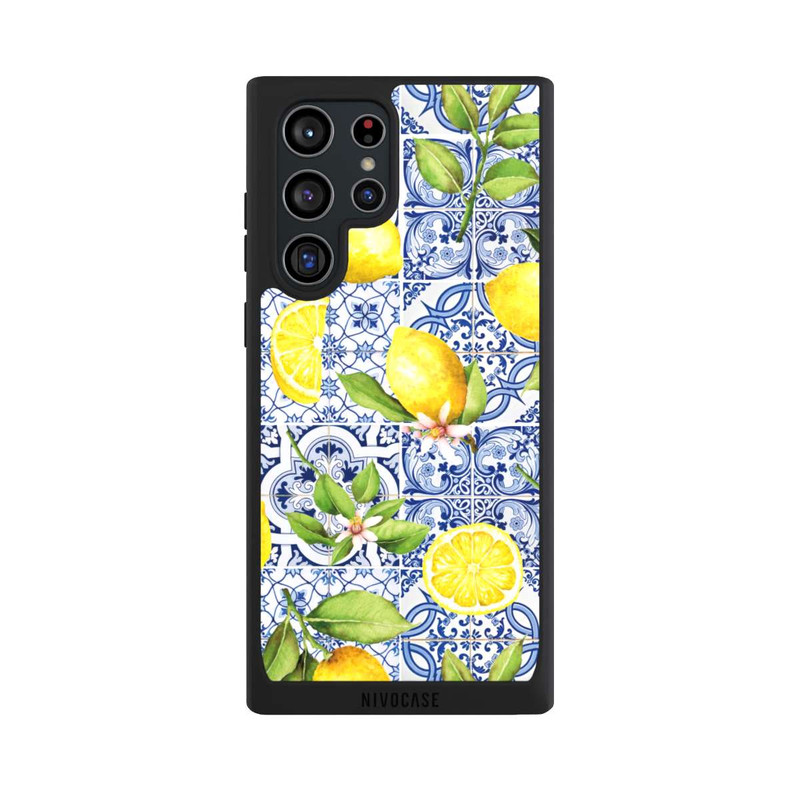 Galaxy S22 Ultra NIVOpure Mediterrane Amalfi Küste mit Blauen Kacheln und Zitronen