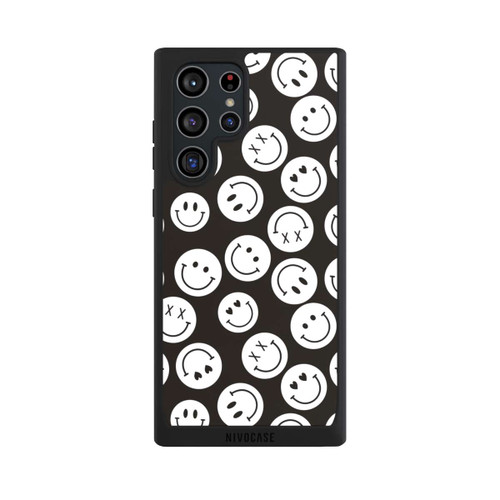 Samsung Galaxy S22 Ultra NIVOpure Smiles Emotes Pattern Black And White