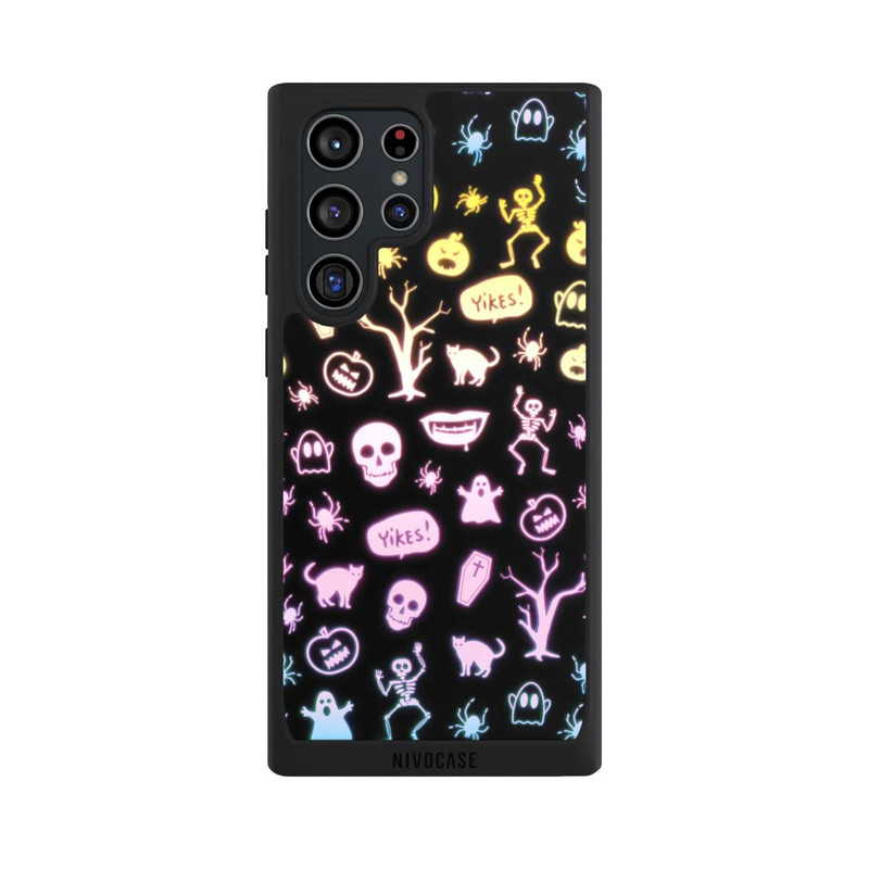 Galaxy S22 Ultra NIVOpure Autocollants néon pour Halloween Fond noir