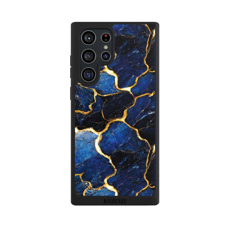 Galaxy S22 Ultra NIVOpure Blue Marble Gold Print Layers