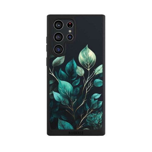 Samsung Galaxy S22 Ultra NIVOpure Grüne Eukalyptus Blätter mit dunklem Hintergrund mit KI