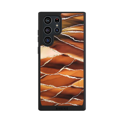Samsung Galaxy S22 Ultra NIVOpure Braune Marmorstreifen im Glitzer Look