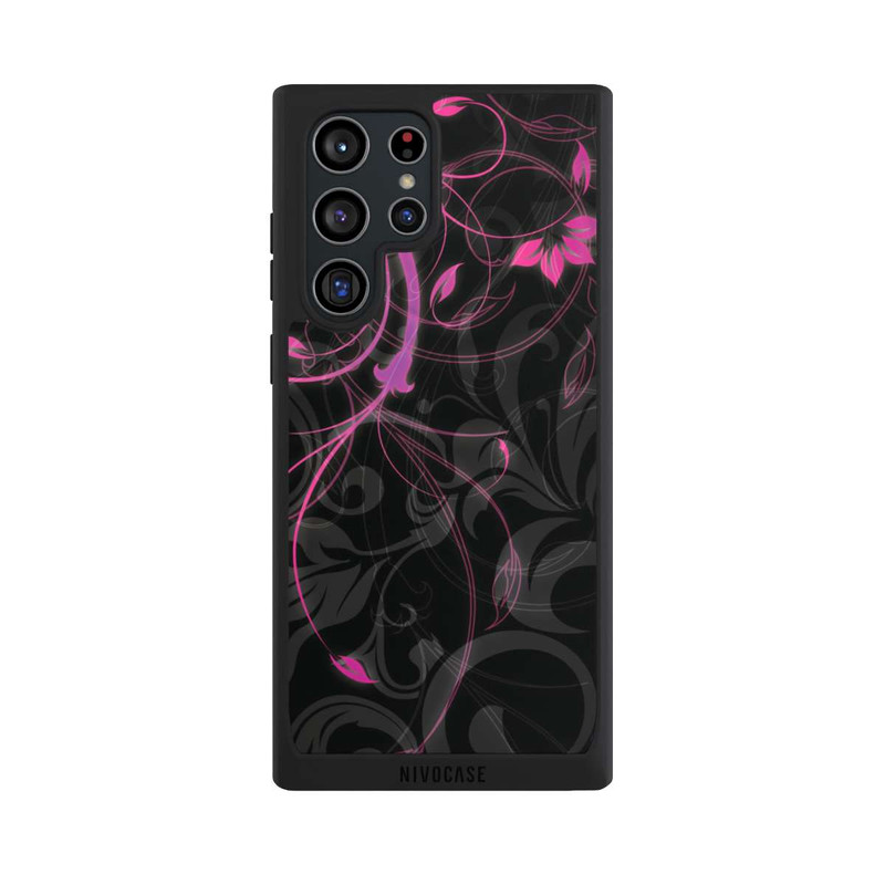 Galaxy S22 Ultra NIVOpure Fleurs d'automne noires et roses