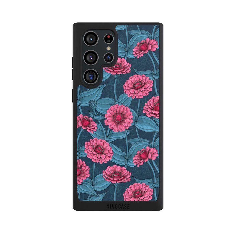 Galaxy S22 Ultra NIVOpure Flower Pattern Pink And Blue Illustration