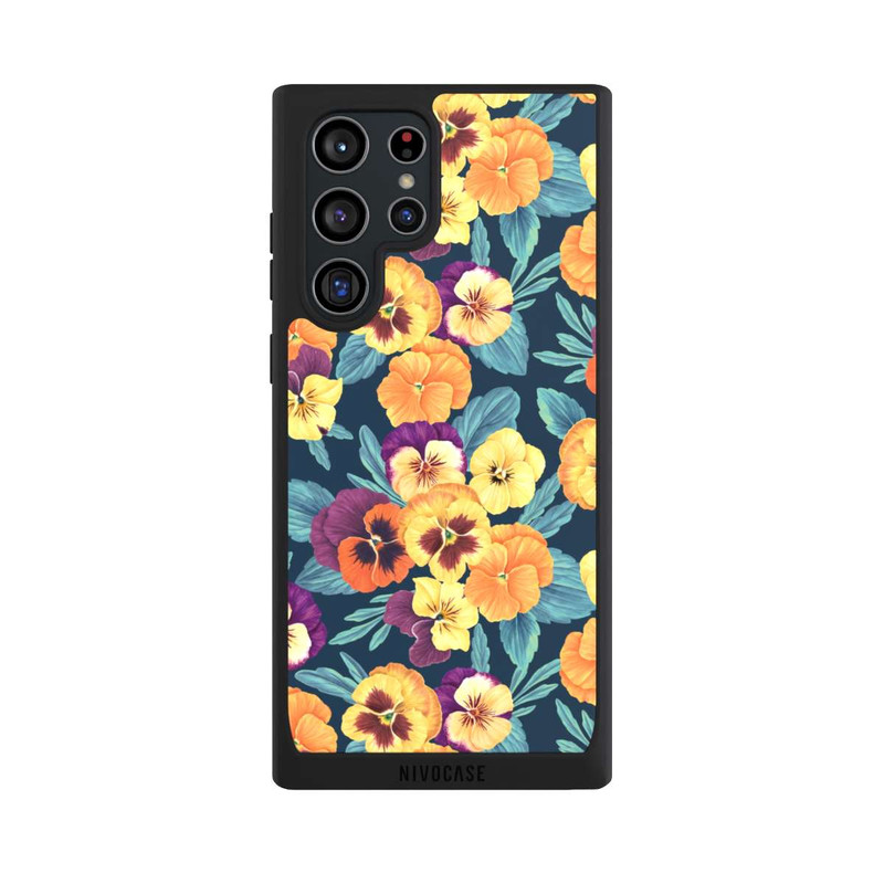 Galaxy S22 Ultra NIVOpure Pansies on Navy