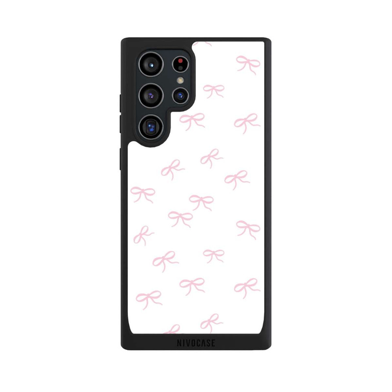 Galaxy S22 Ultra NIVOpure Schleifen Muster Rosa Weiß