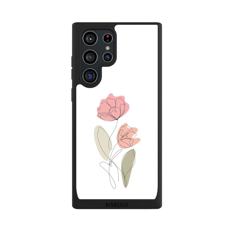 Galaxy S22 Ultra NIVOpure Flower Line Art Red