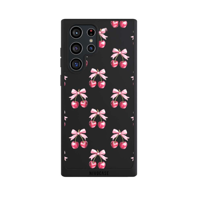 Galaxy S22 Ultra NIVOpure Motif Nœud Cerise transparent avec IA