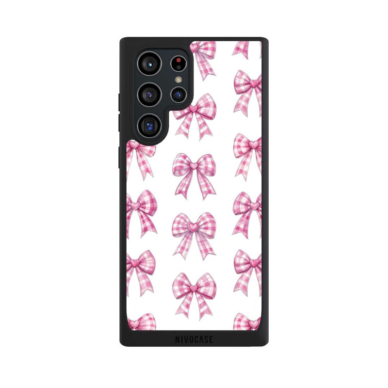 Galaxy S22 Ultra NIVOpure Pink Gingham Hearts and Bows