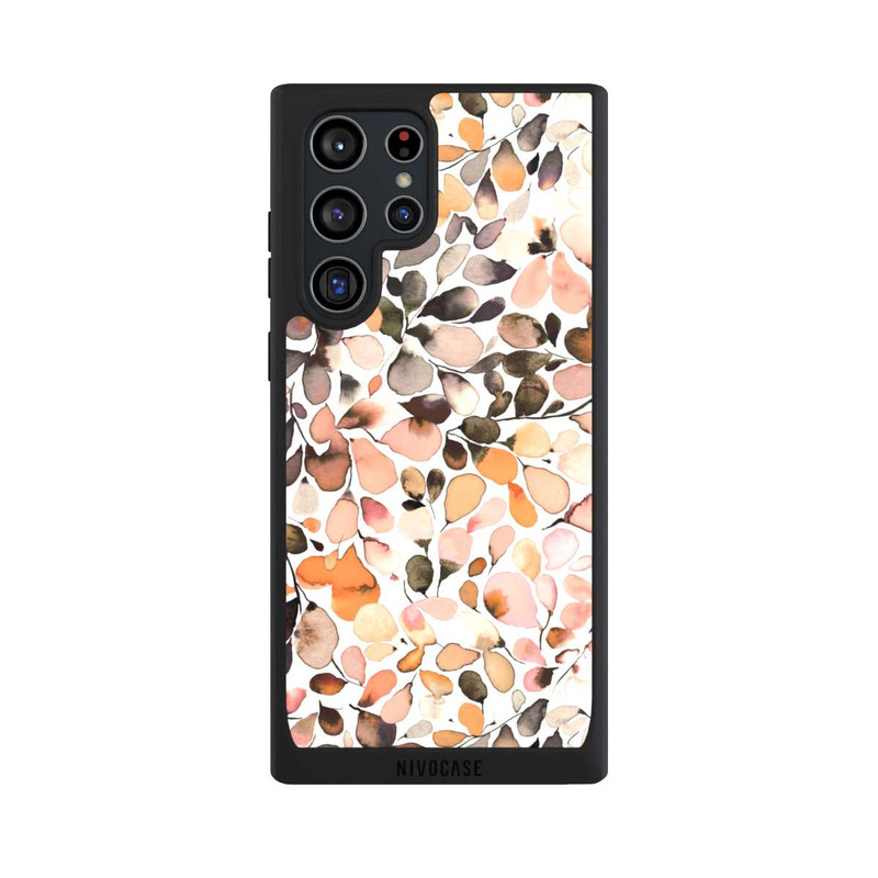 Galaxy S22 Ultra NIVOpure Eucalyptus Watercolor Leaves Dark Brown Autumn