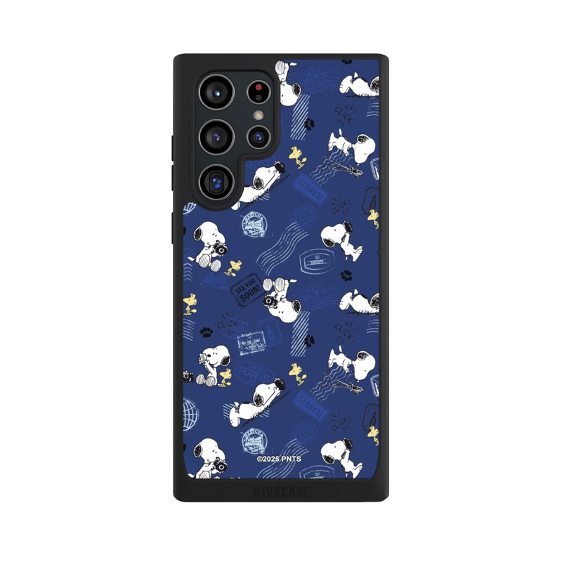 Galaxy S22 Ultra NIVOpure Peanuts Travel Stamps Pattern Blue