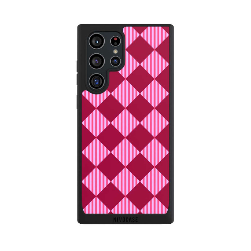Galaxy S22 Ultra NIVOpure Rauten Muster Rot Rosa