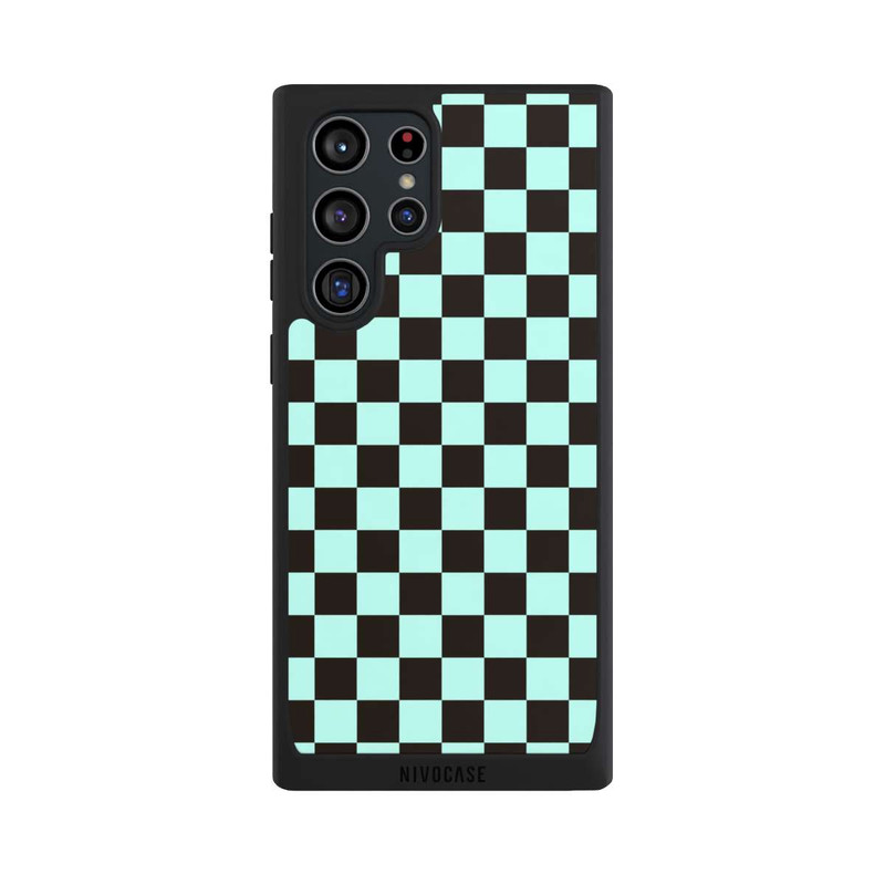 Galaxy S22 Ultra NIVOpure Checked Pattern Blue Brown