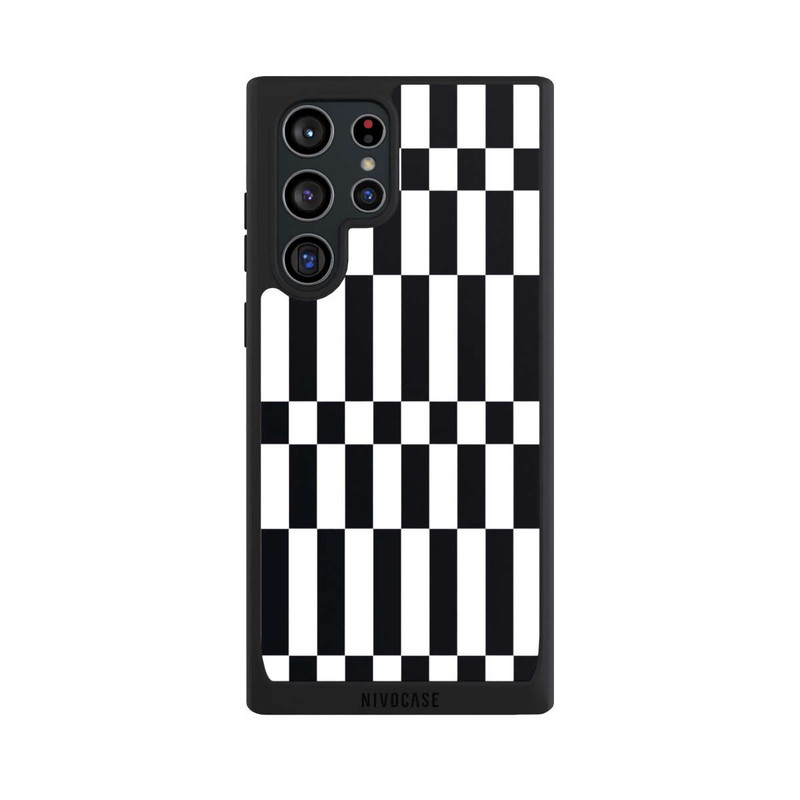 Galaxy S22 Ultra NIVOpure Checked Abstract Bold Black and White Color Block