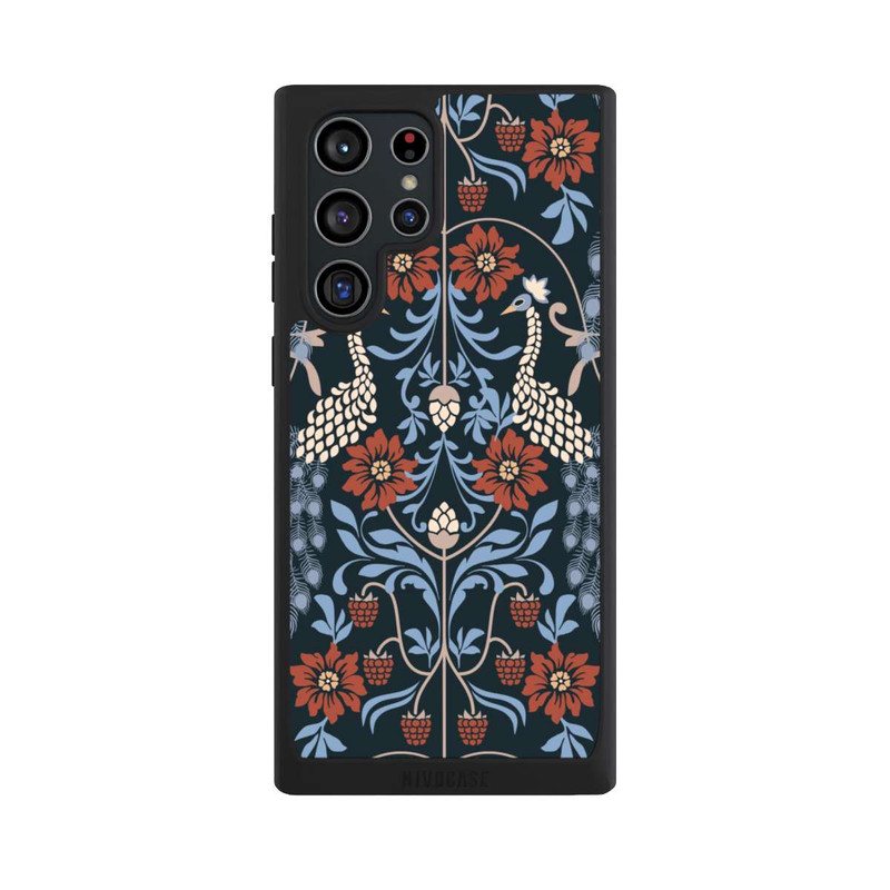 Galaxy S22 Ultra NIVOpure Vintage Peacock Garden Arts and Crafts Floral Dark