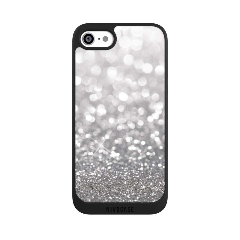 iPhone SE 2022 NIVOpure Pluie de Paillettes Argentées Look