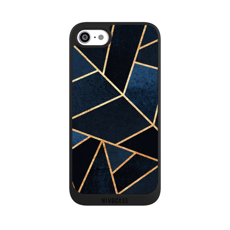 iPhone SE 2022 NIVOpure Imprimé Pierre Or Marine
