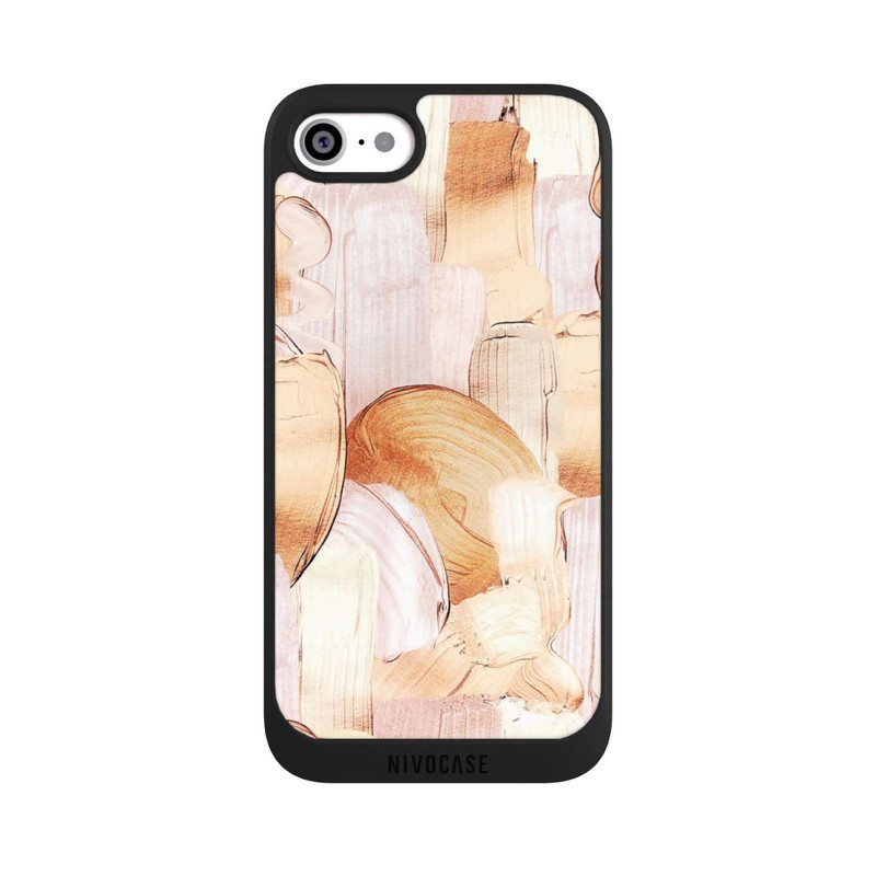 iPhone SE 2022 NIVOpure Motif de pinceau blanc/or
