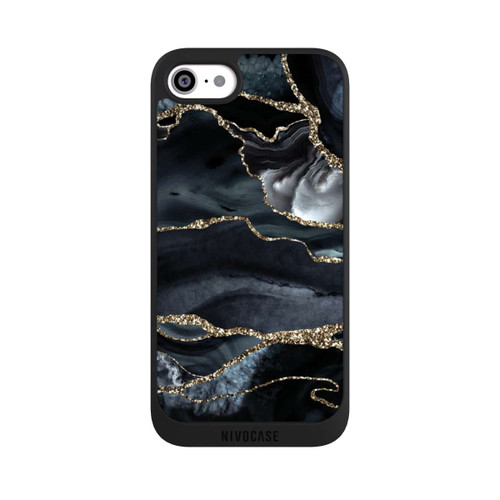 Apple iPhone SE (2022) NIVOpure Dunkler Marmor Gold Glitzerlook