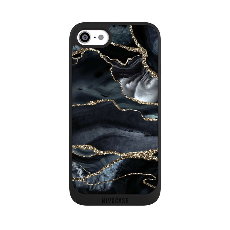 iPhone SE 2022 NIVOpure Dunkler Marmor Gold Glitzerlook