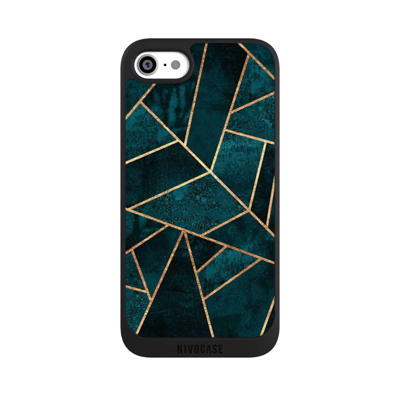 iPhone SE 2022 NIVOpure Tief Blaugrün Stein Gold Druck