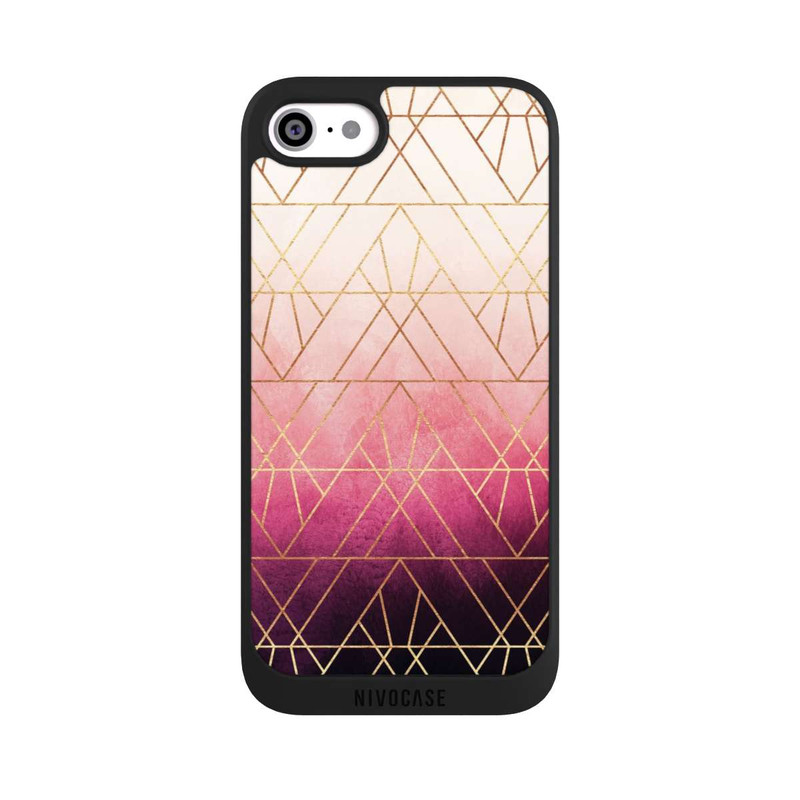 iPhone SE 2022 NIVOpure Triangles ombrés roses imprimé doré