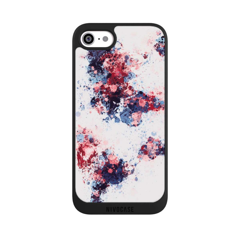 iPhone SE 2022 NIVOpure World Map Paint Splashes Blue Red