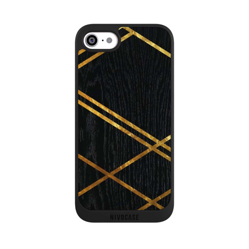 Apple iPhone SE (2022) NIVOpure Black Geometric Pattern Golden Stripes
