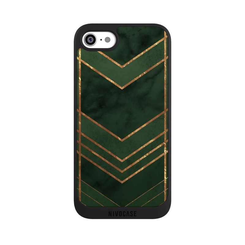 iPhone SE 2022 NIVOpure Dark Green Pattern Golden Stripes