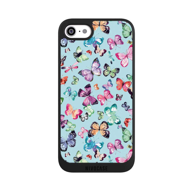 iPhone SE 2022 NIVOpure Papillons Rose Orange Bleu