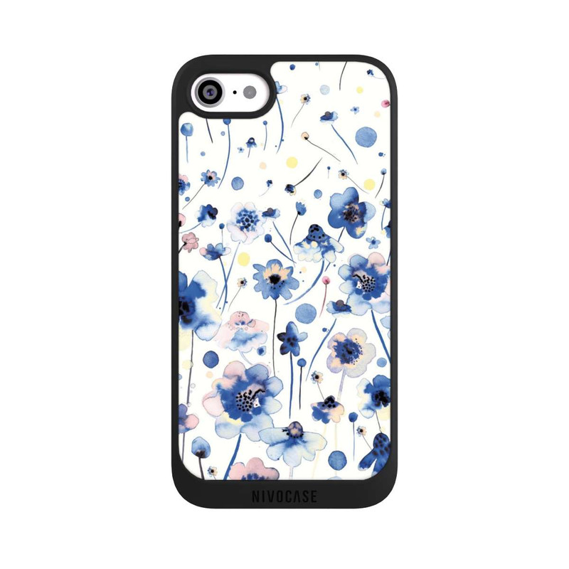 iPhone SE 2022 NIVOpure Watercolor Ink Blue Flowers