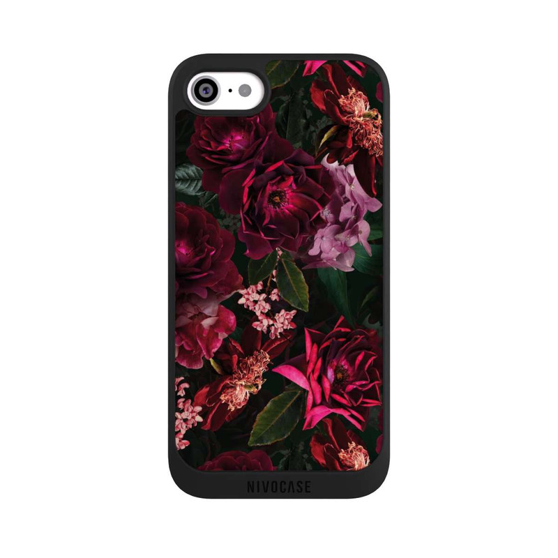 iPhone SE 2022 NIVOpure Dunkelrote und rosa Blüten