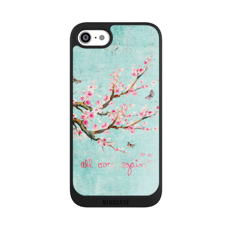 iPhone SE 2022 NIVOpure Motif d'arbre en fleurs de cerisier bleu