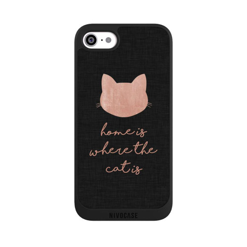 Apple iPhone SE (2022) NIVOpure Home Is Where The Cat Is - Rosa auf Schwarz 