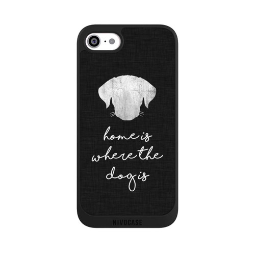 Apple iPhone SE (2022) NIVOpure Home Is Where The Dog Is - Weiß auf Schwarz