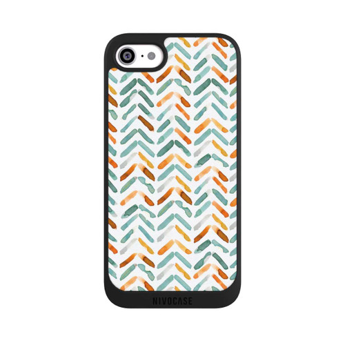 Apple iPhone SE (2022) NIVOpure Elegantes Herbstchevron Blau Orange