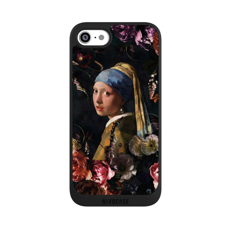 iPhone SE 2022 NIVOpure Mädchen mit Perlenohrringen und Rosen