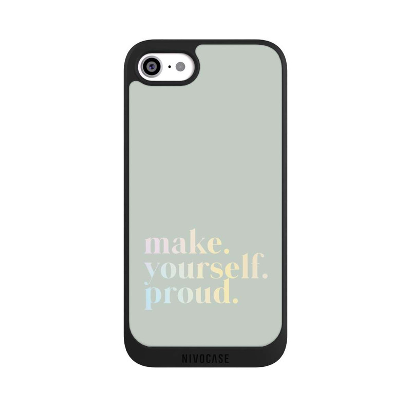 iPhone SE 2022 NIVOpure Make Yourself Proud Zitat-Minze und Farbverlauf