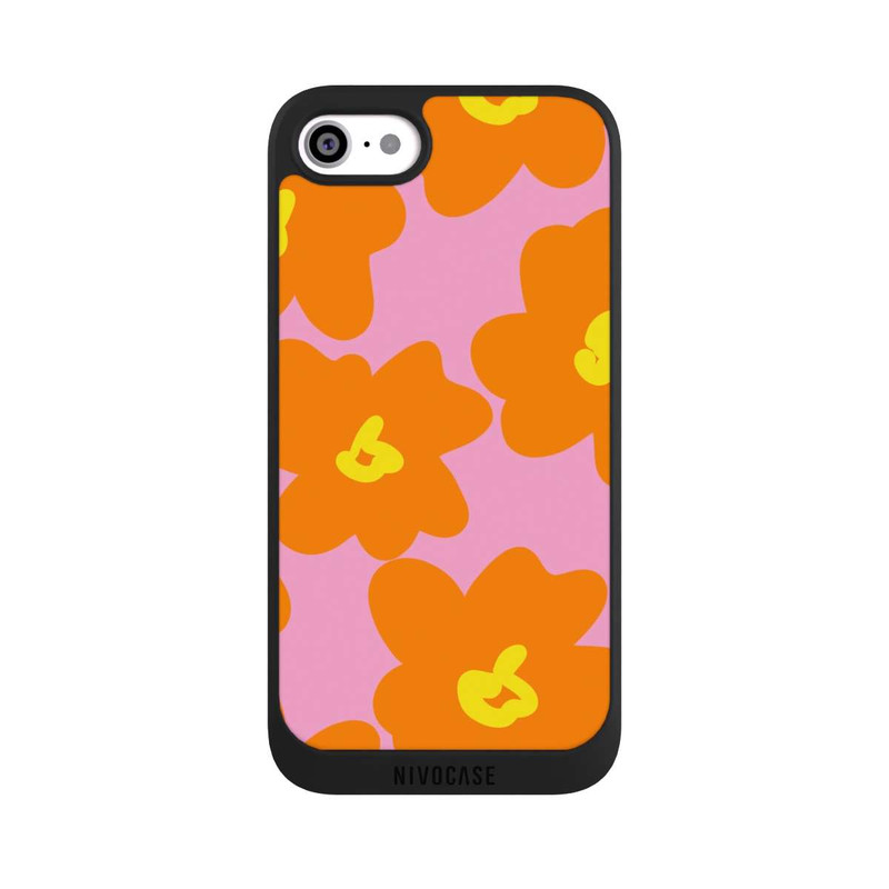 iPhone SE 2022 NIVOpure Retro floral pattern pink and orange