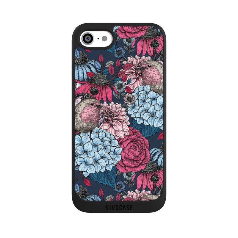 iPhone SE 2022 NIVOpure Birds And Flowers Petrol Red