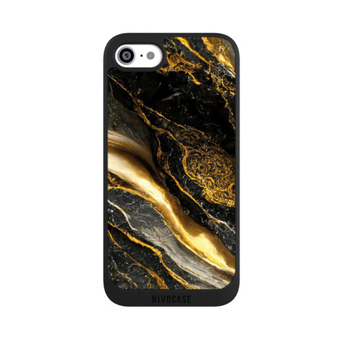 Apple iPhone SE (2022) NIVOpure Schwarze Marmor Goldschichten