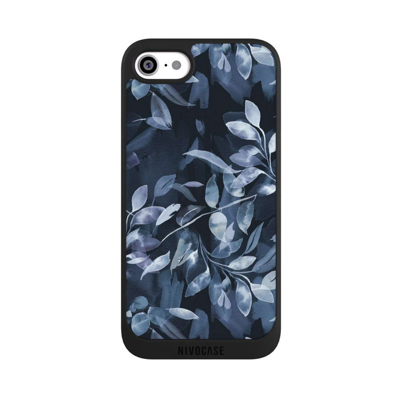 iPhone SE 2022 NIVOpure Mystische Aquarellblätter marineblau