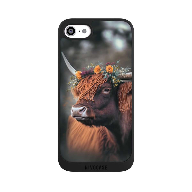 iPhone SE 2022 NIVOpure Highland Cow With Flowers with AI