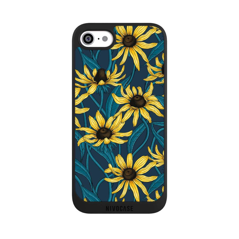 iPhone SE 2022 NIVOpure Sunflowers Pattern Dark Illustration